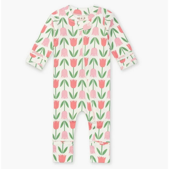 M+A by Monica + Andy Long Sleeve Baby One-Piece Floral Coverall NWT - Picture 1 of 2